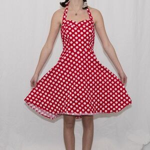 Y2k polka dot mini dress halter top size XL top dress cotton spandex